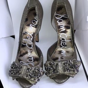 Sam Edelman, peep toe, studded pumps, Aged Metal